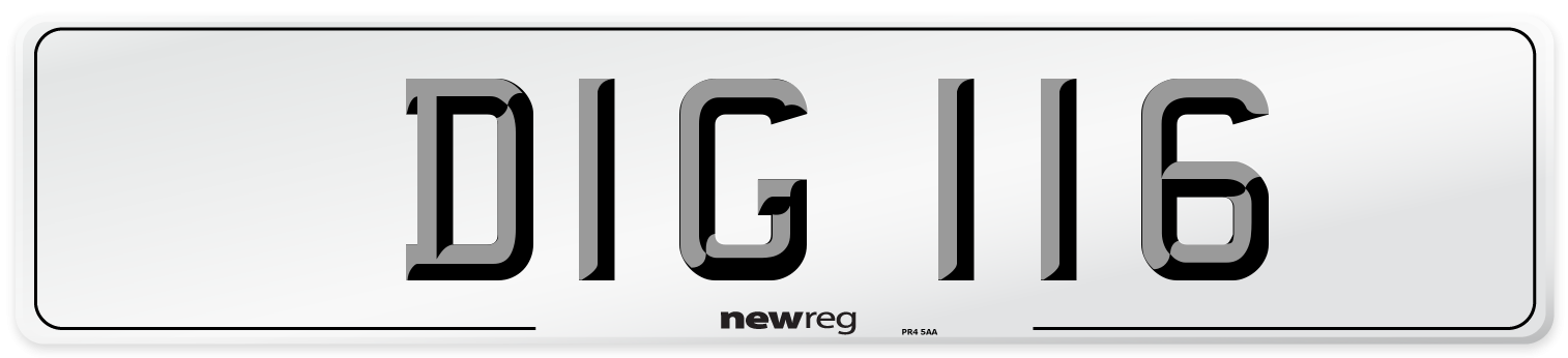 DIG 116 Front Number Plate