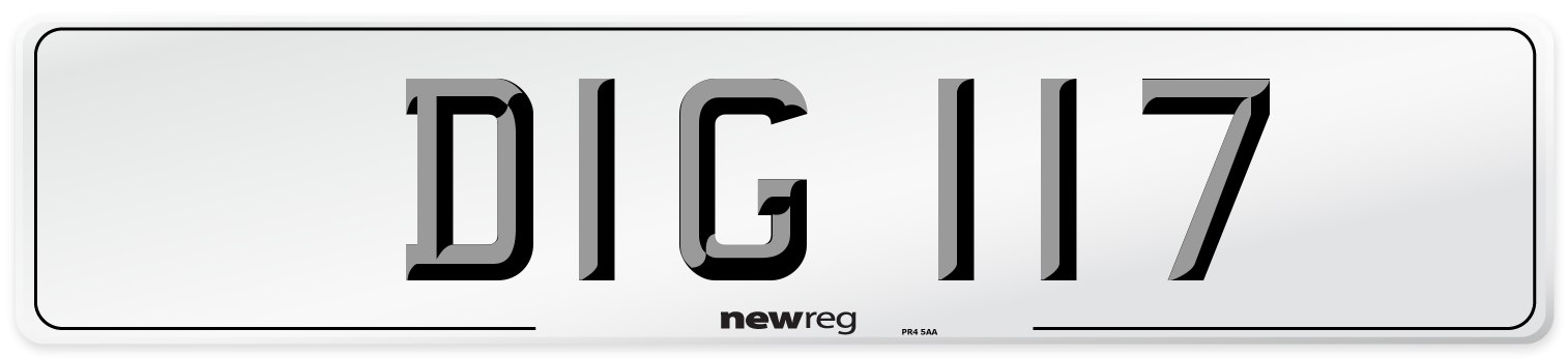 DIG 117 Front Number Plate