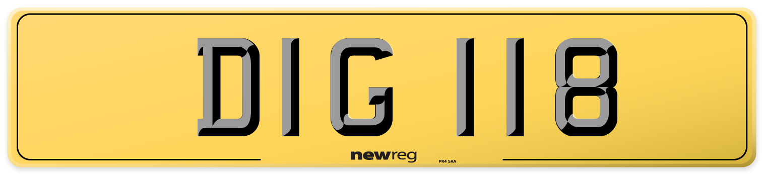 DIG 118 Rear Number Plate