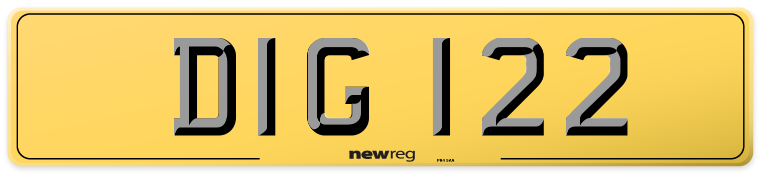 DIG 122 Rear Number Plate