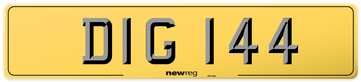 DIG 144 Rear Number Plate