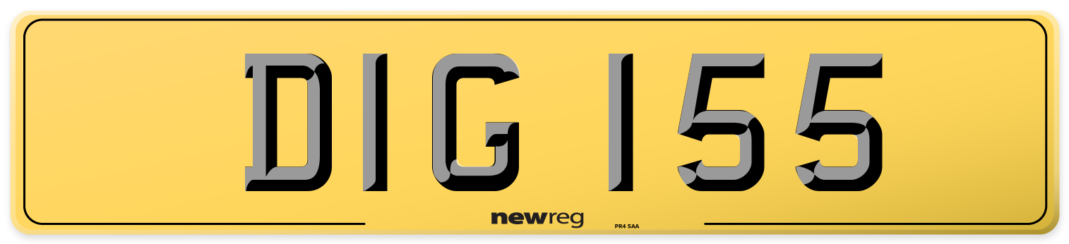 DIG 155 Rear Number Plate
