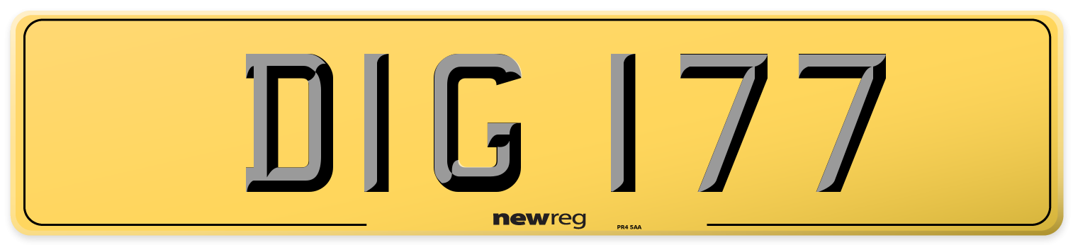 DIG 177 Rear Number Plate