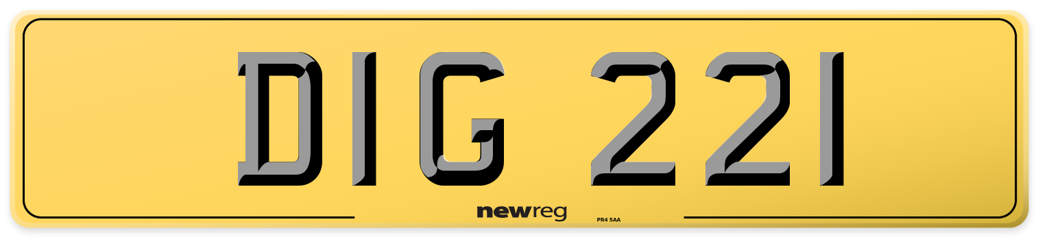 DIG 221 Rear Number Plate