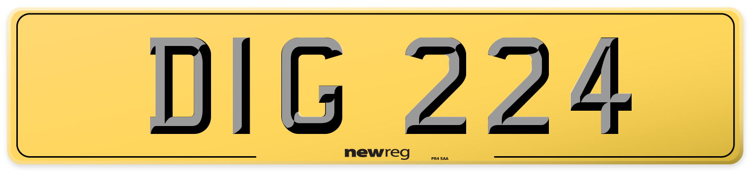 DIG 224 Rear Number Plate