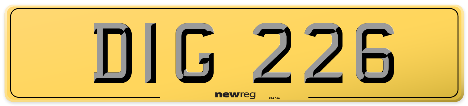 DIG 226 Rear Number Plate