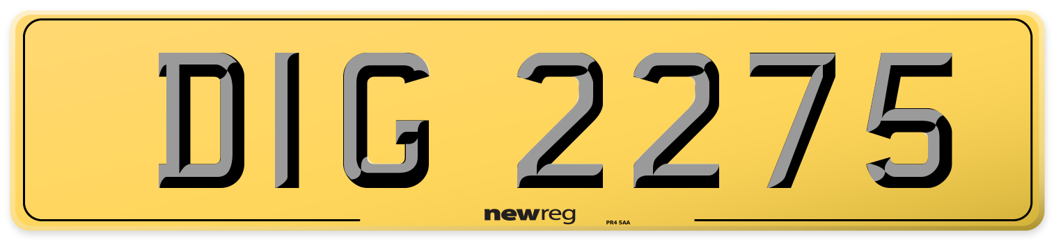 DIG 2275 Rear Number Plate