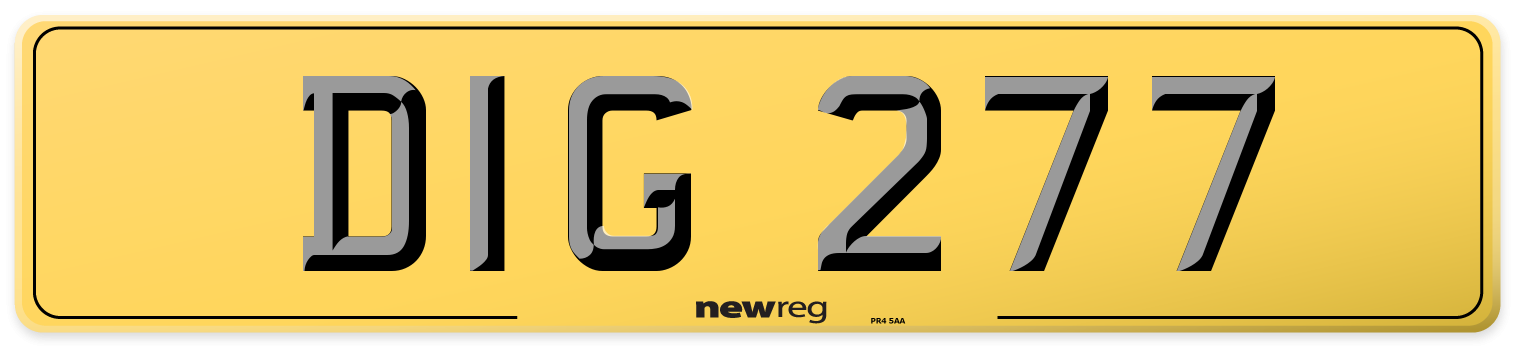 DIG 277 Rear Number Plate