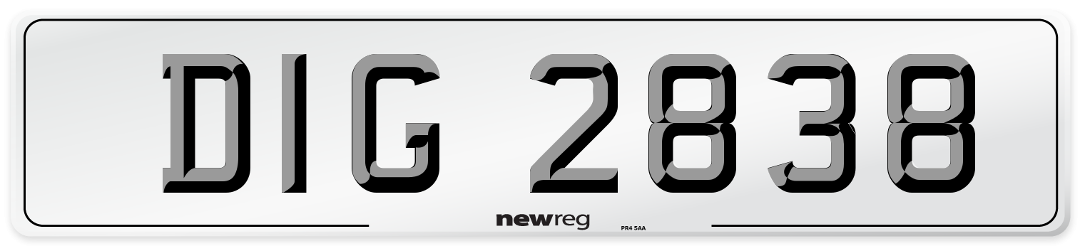 DIG 2838 Front Number Plate