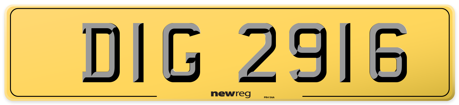 DIG 2916 Rear Number Plate