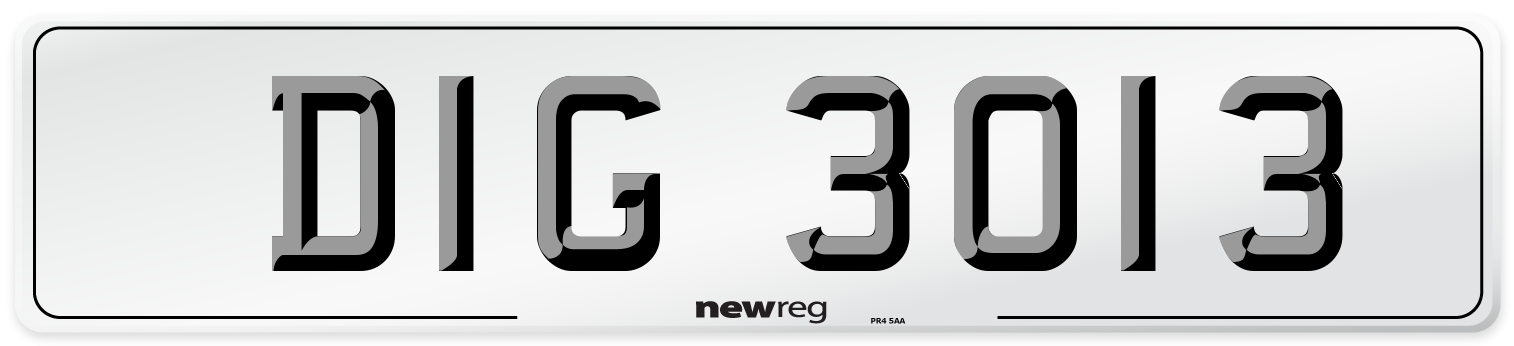 DIG 3013 Front Number Plate