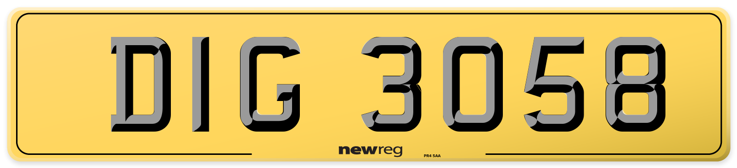 DIG 3058 Rear Number Plate