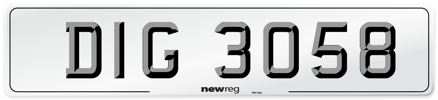 DIG 3058 Front Number Plate
