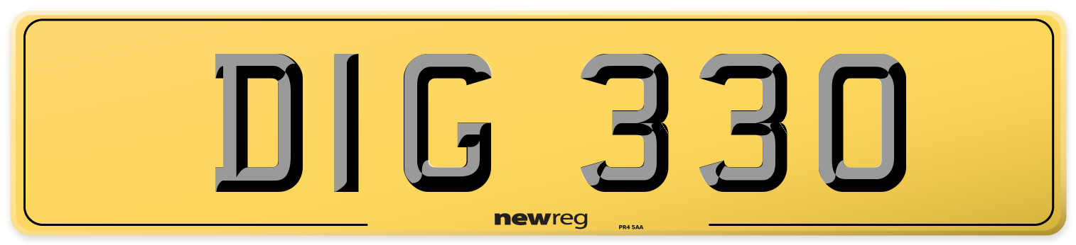 DIG 330 Rear Number Plate