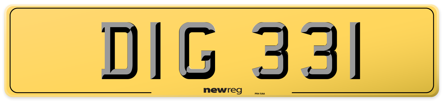DIG 331 Rear Number Plate