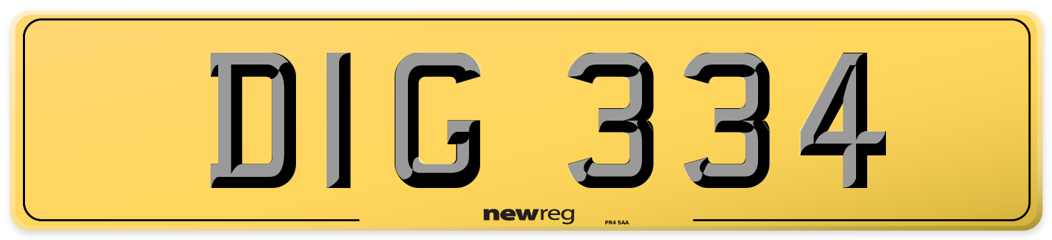DIG 334 Rear Number Plate