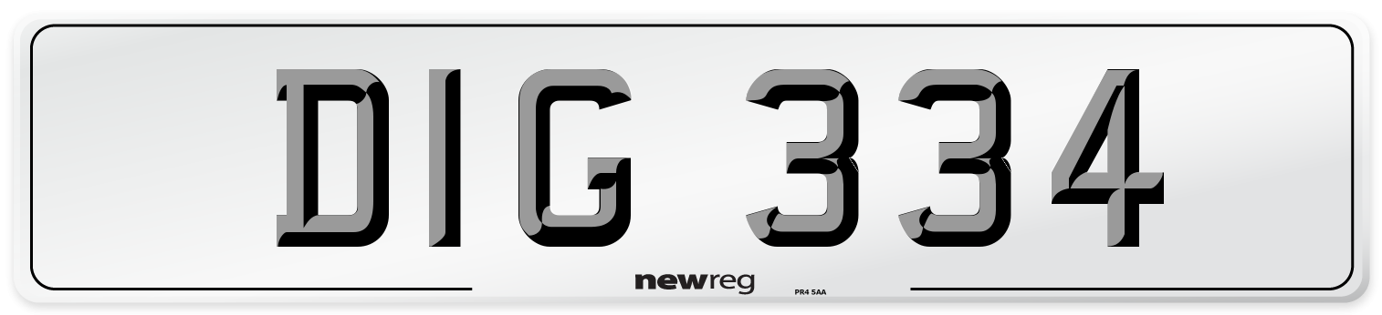 DIG 334 Front Number Plate