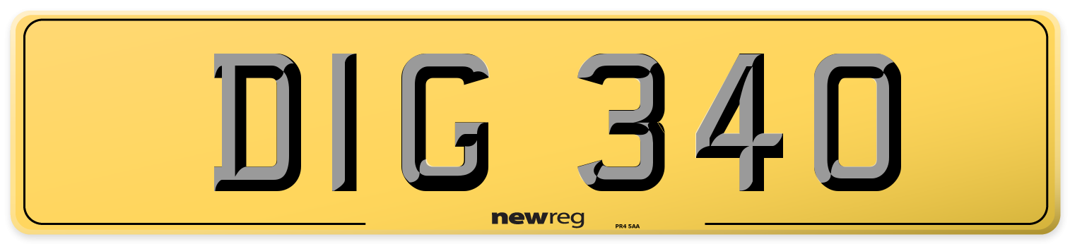 DIG 340 Rear Number Plate