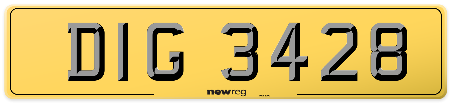 DIG 3428 Rear Number Plate