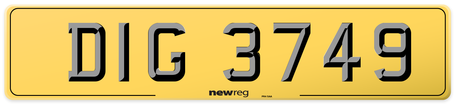 DIG 3749 Rear Number Plate