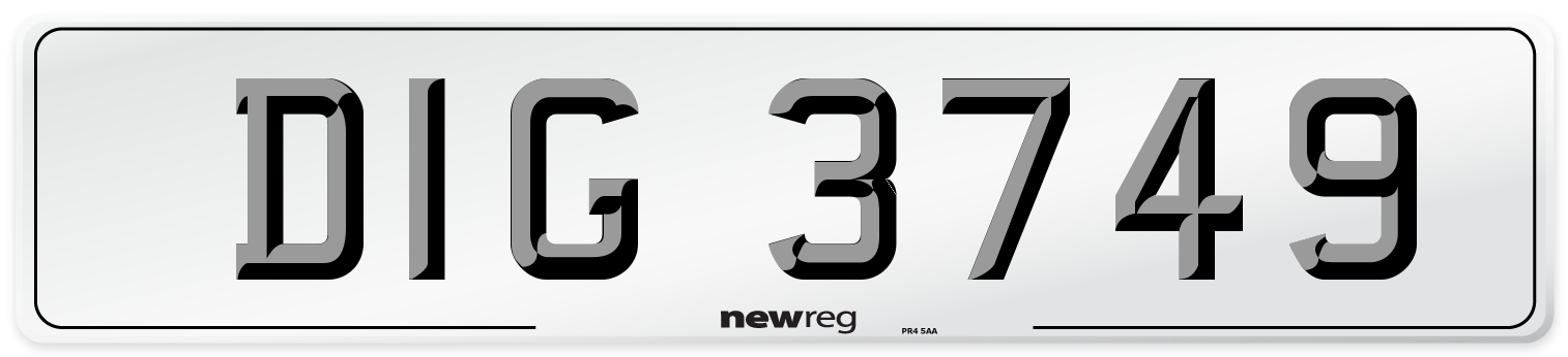 DIG 3749 Front Number Plate