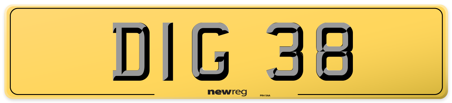 DIG 38 Rear Number Plate