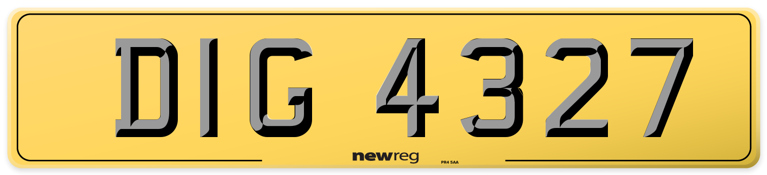 DIG 4327 Rear Number Plate