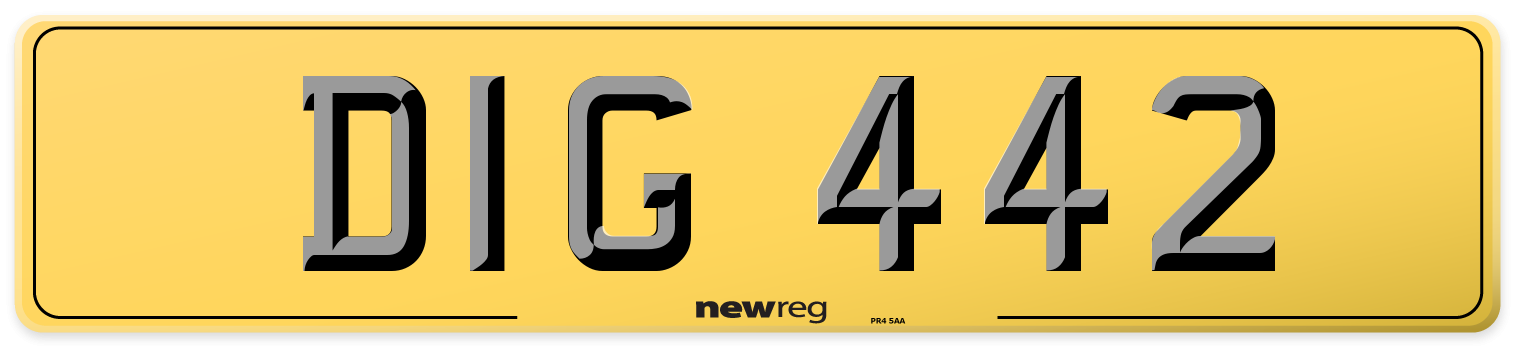 DIG 442 Rear Number Plate