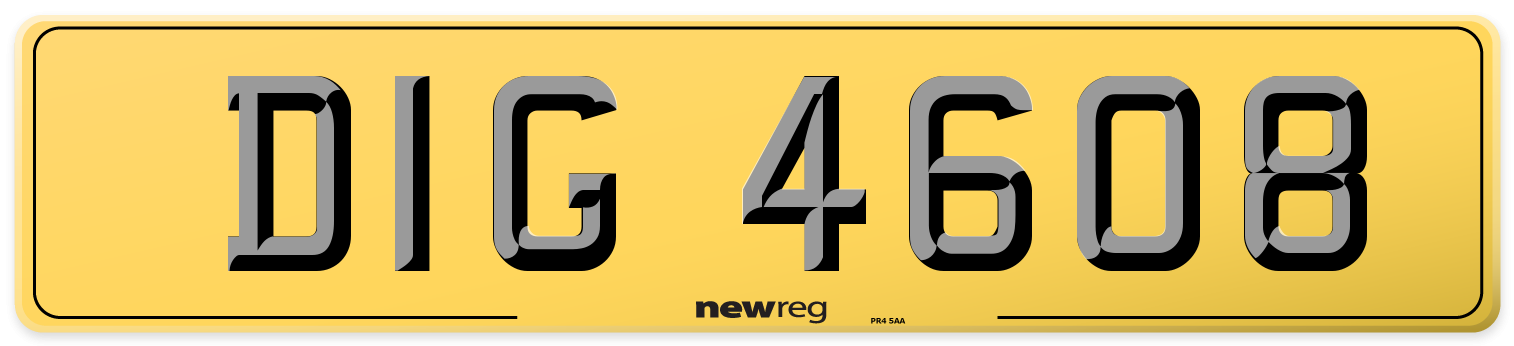 DIG 4608 Rear Number Plate