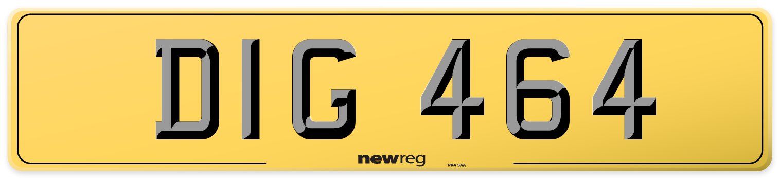 DIG 464 Rear Number Plate