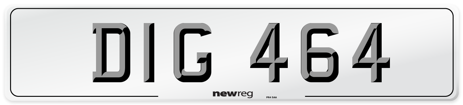 DIG 464 Front Number Plate