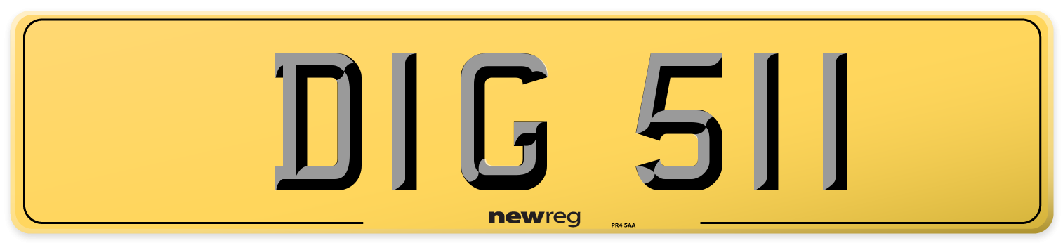 DIG 511 Rear Number Plate