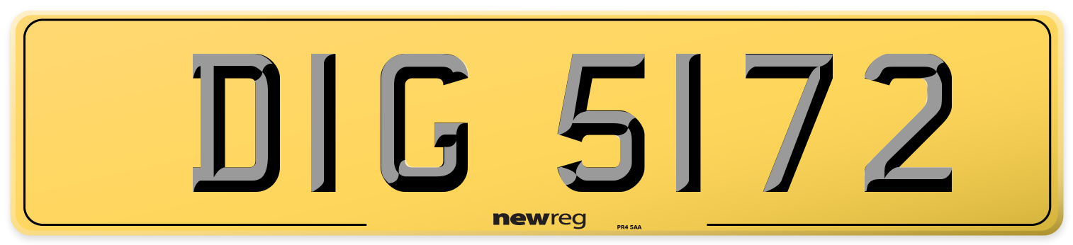DIG 5172 Rear Number Plate
