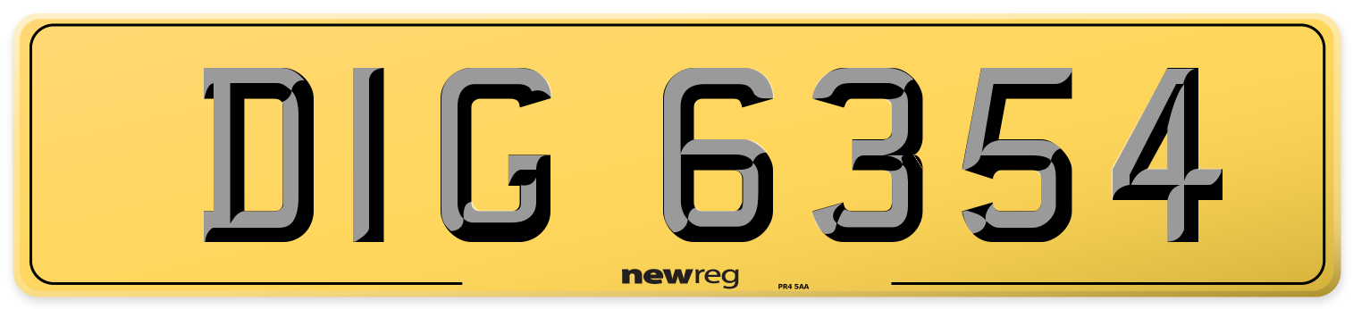 DIG 6354 Rear Number Plate