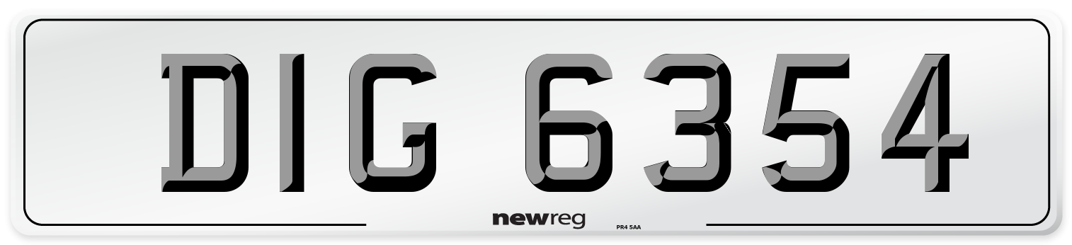 DIG 6354 Front Number Plate