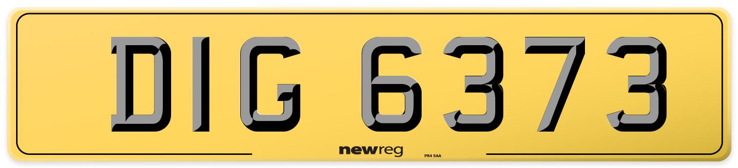 DIG 6373 Rear Number Plate