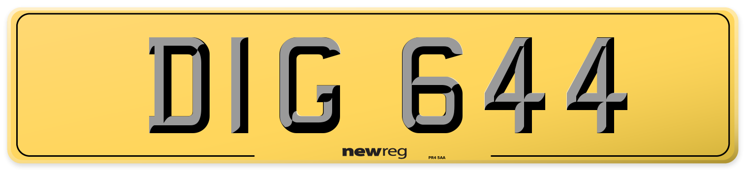 DIG 644 Rear Number Plate