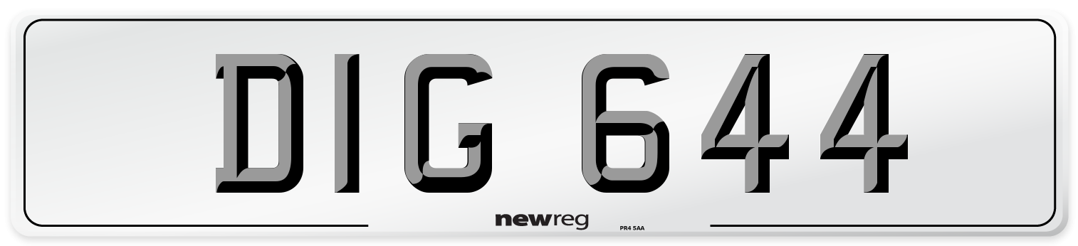 DIG 644 Front Number Plate