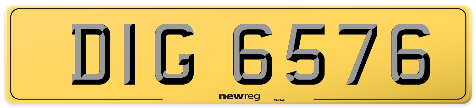 DIG 6576 Rear Number Plate