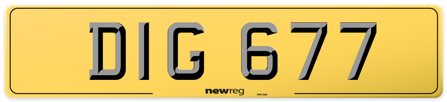 DIG 677 Rear Number Plate