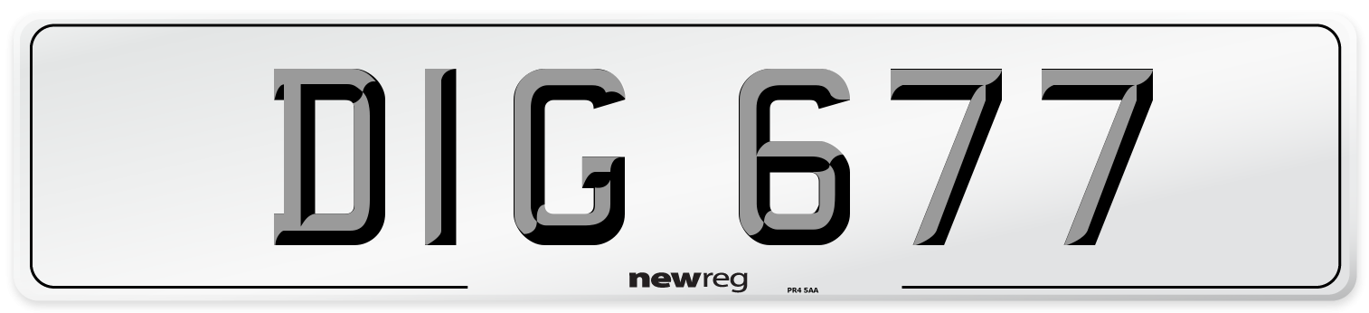 DIG 677 Front Number Plate