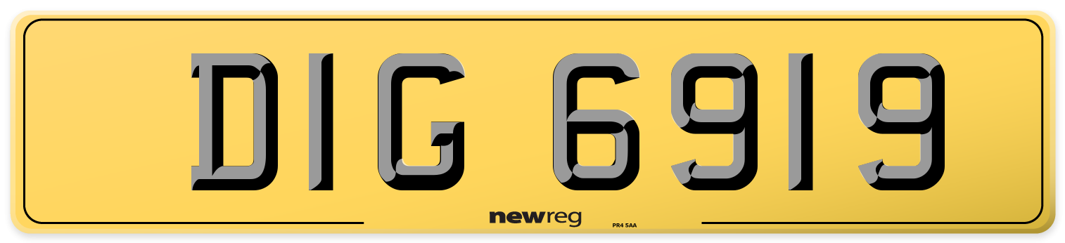 DIG 6919 Rear Number Plate