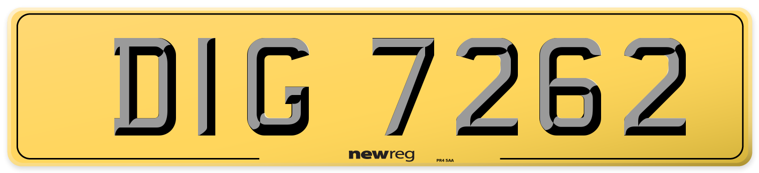 DIG 7262 Rear Number Plate