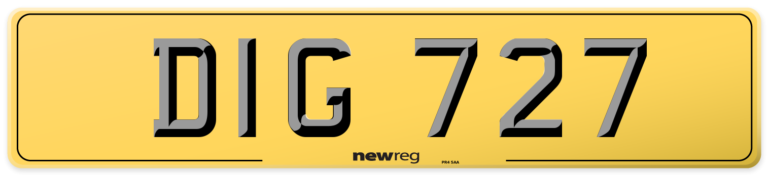 DIG 727 Rear Number Plate
