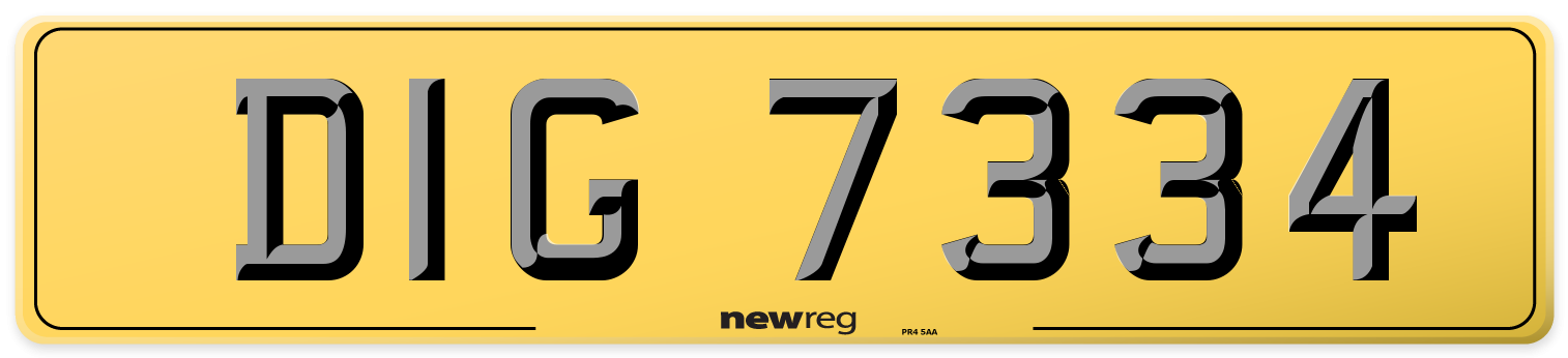 DIG 7334 Rear Number Plate