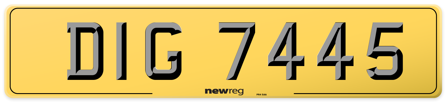 DIG 7445 Rear Number Plate
