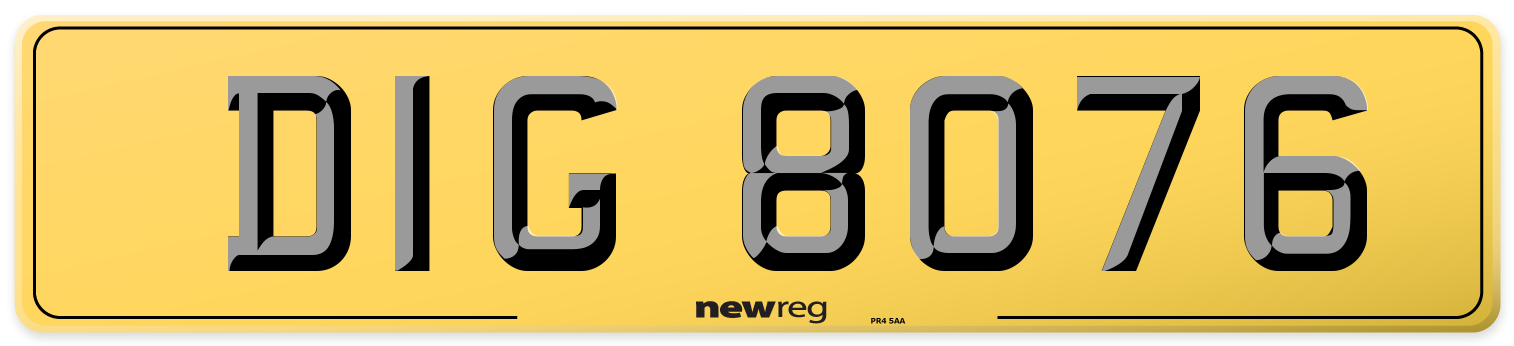DIG 8076 Rear Number Plate