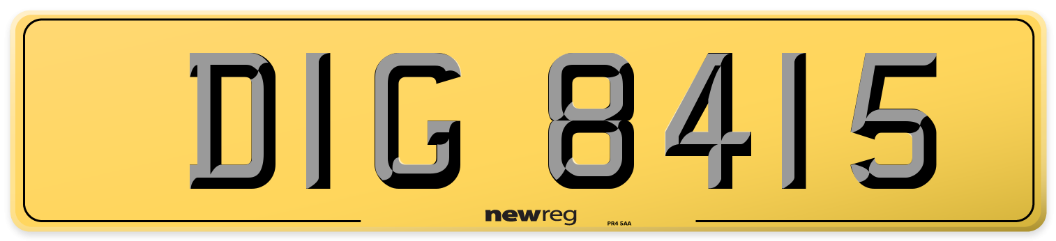 DIG 8415 Rear Number Plate