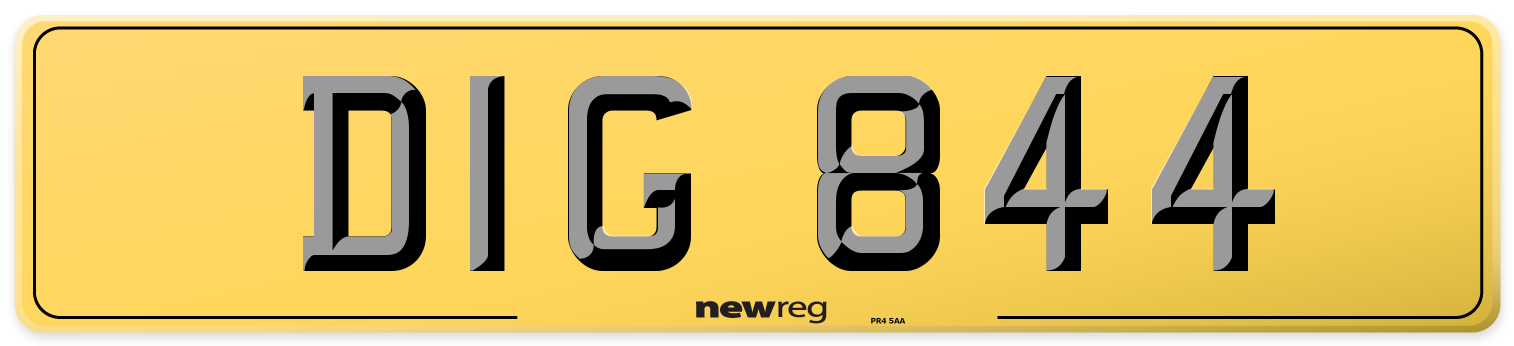 DIG 844 Rear Number Plate