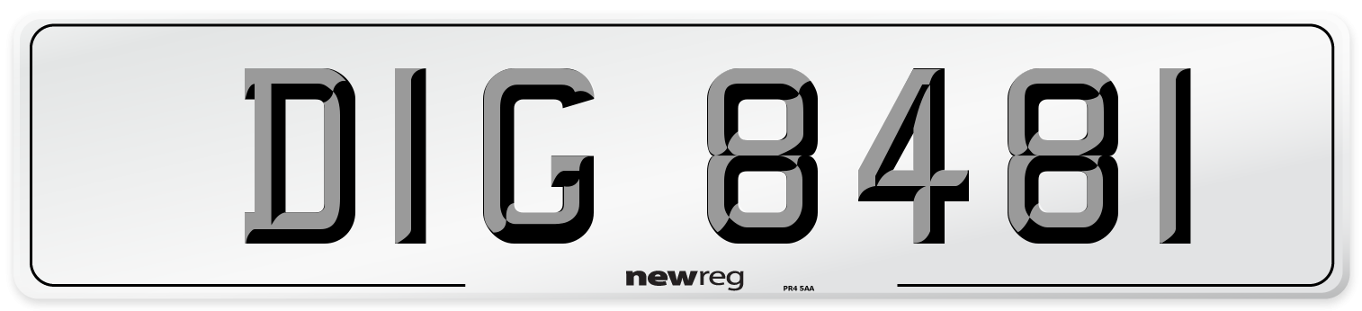 DIG 8481 Front Number Plate